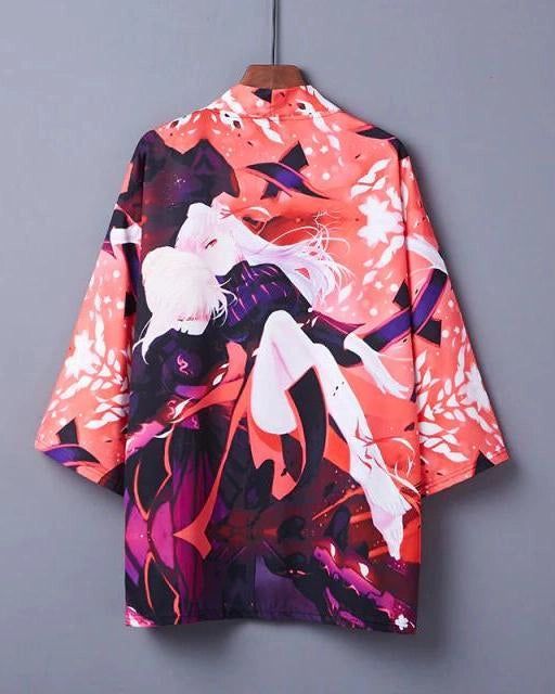 Kimono imprimé avec motif manga, style japonais. Vêtement ample et léger parfait pour un look unique et tendance. Découvrez notre collection de kimonos pour homme et femme.