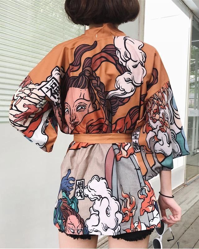 Kimono unisexe à motifs japonais détaillés. Vêtement d'extérieur unique pour un style tendance et original. Découvrez notre collection de kimonos.