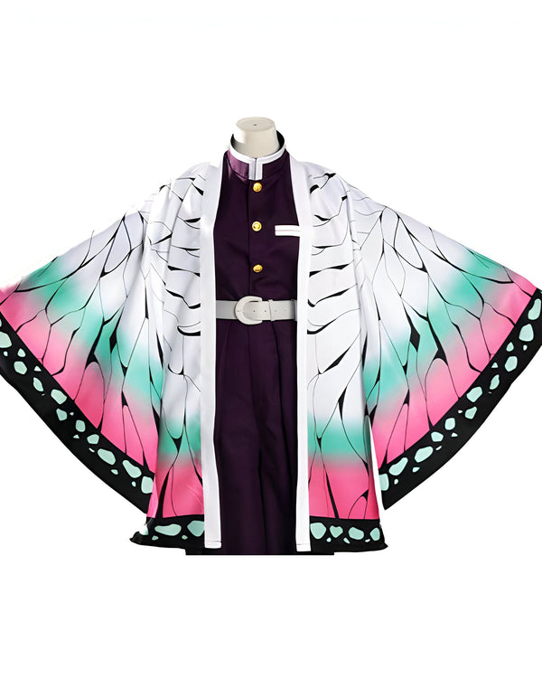 Kimono style costume papillon, vêtement traditionnel japonais. Costume coloré à motifs ailes de papillon rose et vert. Parfait pour cosplay et fans de mode japonaise. Découvrez notre collection de kimonos uniques.