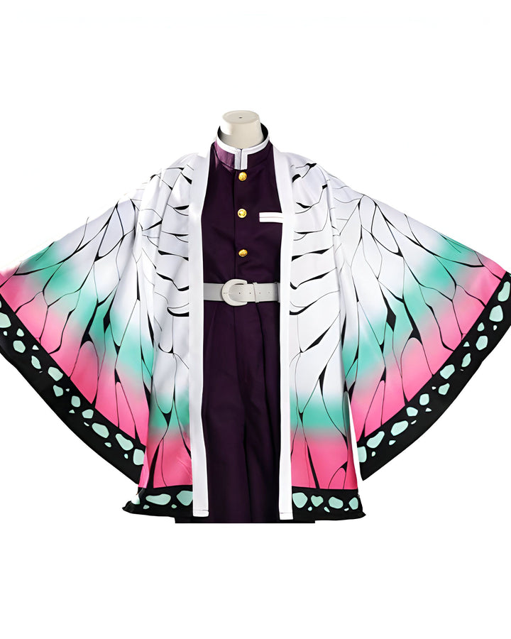Kimono style costume papillon, vêtement traditionnel japonais. Costume coloré à motifs ailes de papillon rose et vert. Parfait pour cosplay et fans de mode japonaise. Découvrez notre collection de kimonos uniques.