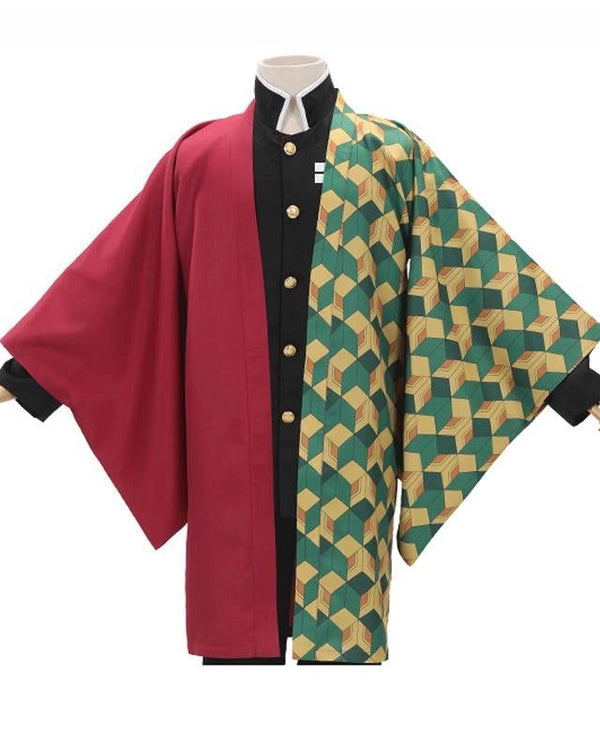 Kimono japonais traditionnel avec motifs géométriques et couleur bordeaux. Vente de kimonos authentiques en ligne.