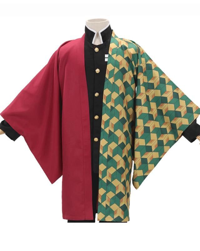 Kimono japonais traditionnel avec motifs géométriques et couleur bordeaux. Vente de kimonos authentiques en ligne.