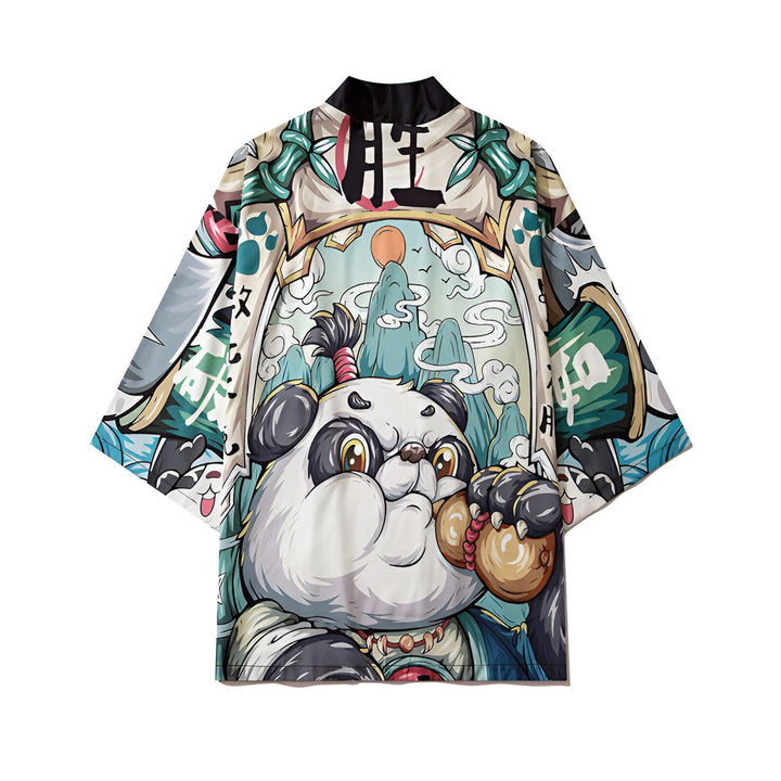 Kimono imprimé avec panda et motifs asiatiques. Découvrez notre collection de kimonos uniques. Vêtements de style japonais originaux.