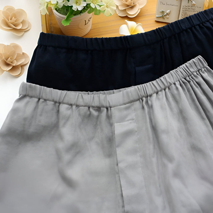 Shorts japonais pour kimono, gris et bleu marine, taille élastique. Vêtements traditionnels japonais.